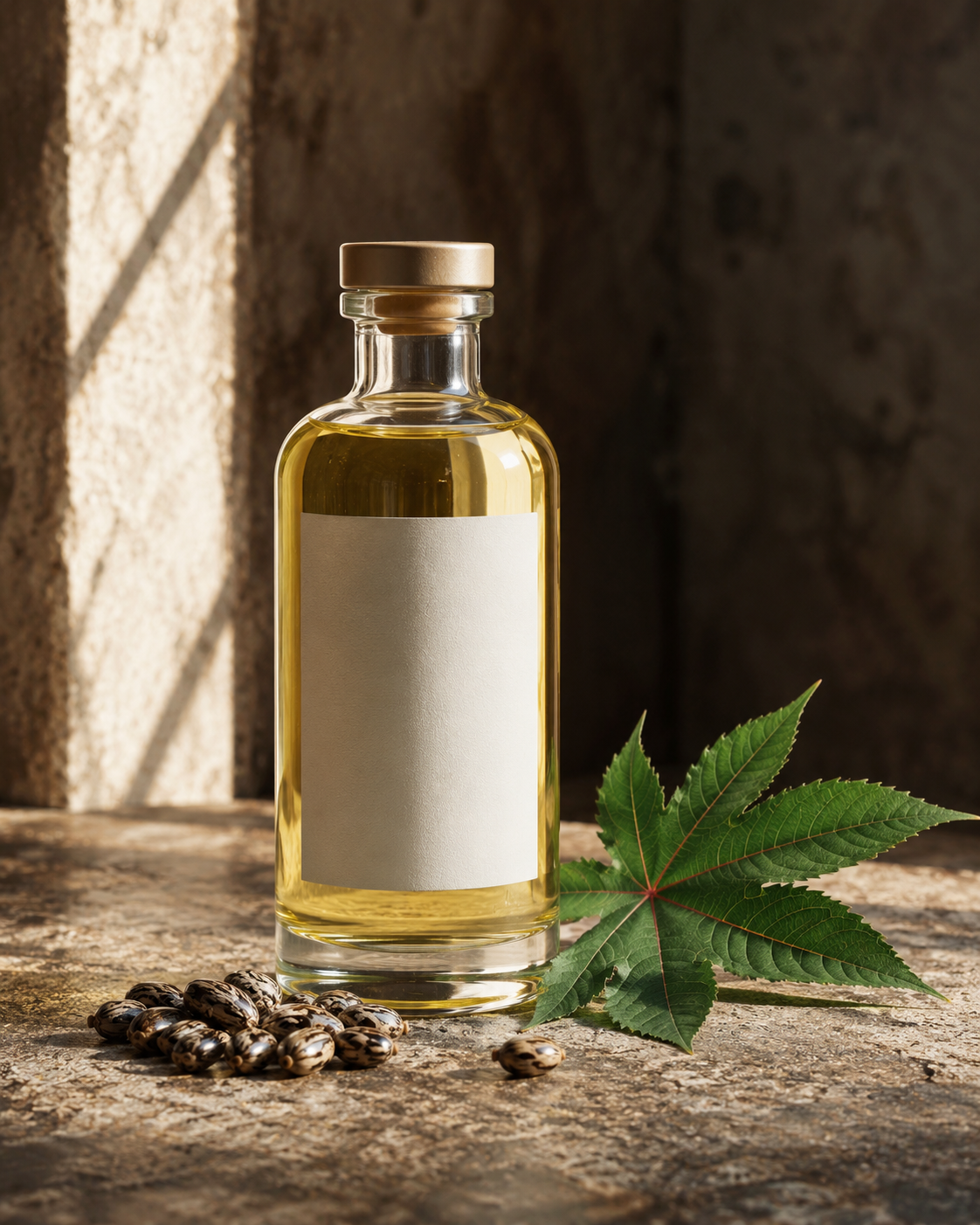 Refined castor oil with Ricinus communis seeds and leaf — India's FSG-grade castor oil is the global benchmark for industrial, cosmetic, and pharmaceutical applications